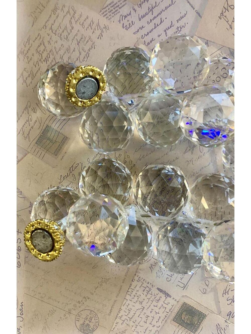 Chunky Faceted Clear Disco Ball Bead Bracelet Magnetic Clasp - Picture 2 of 3